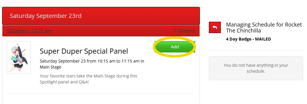 Panel Reservations - Add Panel