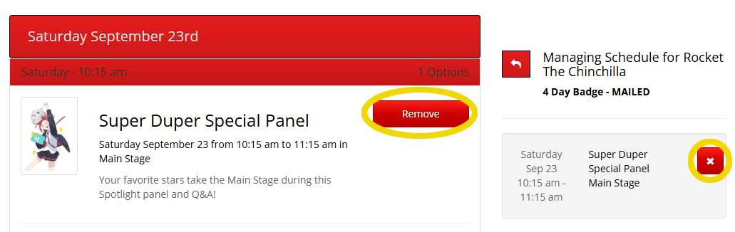 Panel Reservations - Remove Reservation
